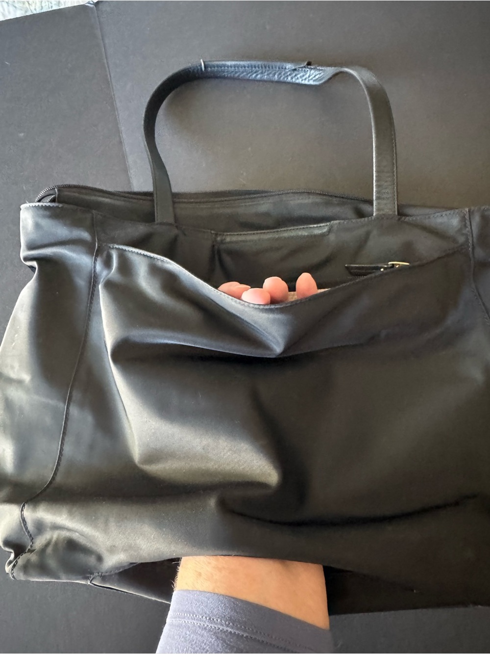Tumi Black Nylon Tote with Gold Accents - Picture 5 of 8
